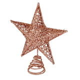 BinaryABC Christmas Tree Topper Star,Glittering Christmas Tree Decoration Ornaments,20cm (Rose Gold) BinaryABC