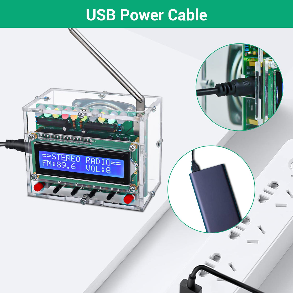 FM Radio Kit, ICSTATION Soldering Projects Radio with LED Flashing Lights FM 87-108MHz Soldering Practice Kit DIY Radio Kit LCD1602 Display for Learning Teaching STEM Education Father's Day Present IS