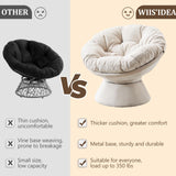 Papasan Chair,Papasan Chair with Cushion and Frame,Comfy Chenille Upholstered Round Reading Chair,Oversized 360° Swivel Accent Chair with Metal Base Lazy Chair for Bedroom,Living Room,Light Beige WIIS' IDEA