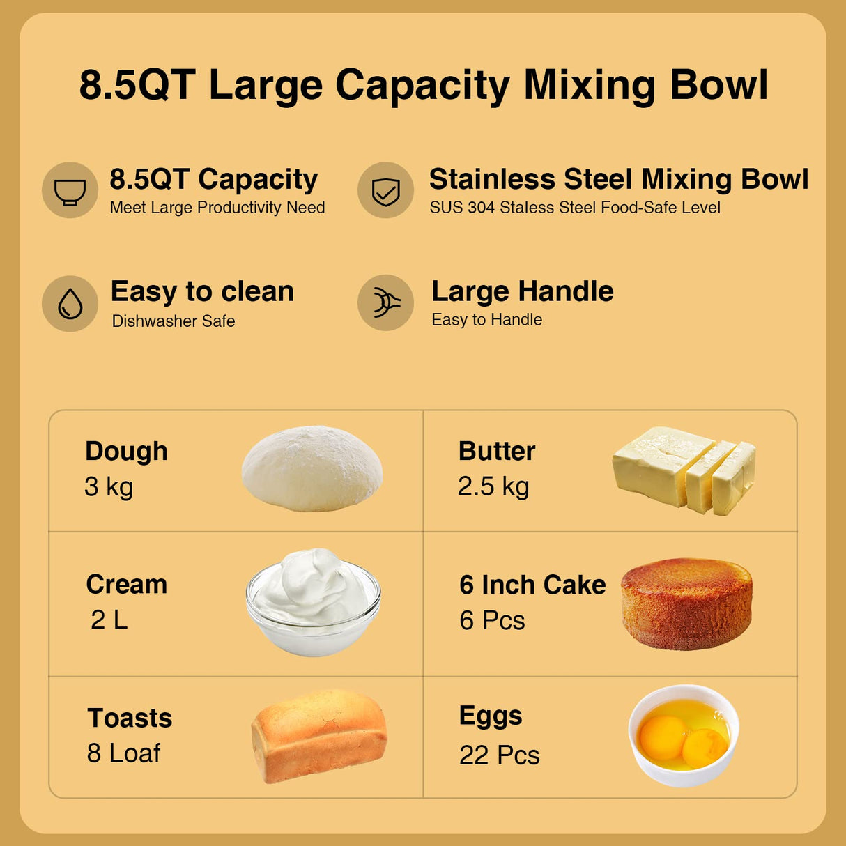 KUCCU Stand Mixer, 9.5 Qt 660W, 6-Speed Tilt-Head Food Dough Mixer, Electric Kitchen Mixer with Dough Hook, Flat Beater & Wire Whisk, Mixing Bowl (9.5-QT, Black) KUCCU