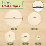 450 Pieces Unfinished Wood Circles for Crafts, 5 Size Wood Rounds Wooden Disc Circles Blank Natural Wood for DIY Painting Carving Art Craft Nitelemn