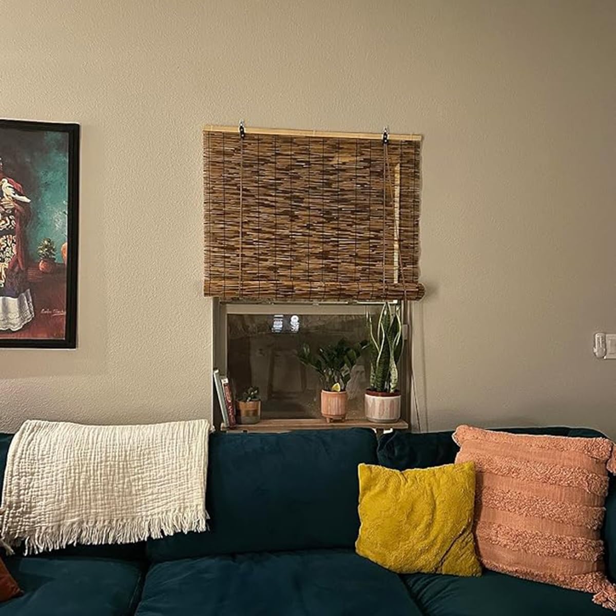 Bamboo Shades for Patio, Bamboo Window Blinds 11" 26" 31" 36" 42" 48" 53" 59" 64" 69" Bamboo Roll Up Blind for Balconies Laundry Kitchen Apartment Cordless, Cocoa(Size:25 in Width x 47 in High) WoodArtSupply