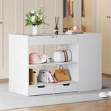 ANCTOR Bedroom Island, 47.4”W Wardrobe Closet Armoire Island with 8 Drawers Glass Top, Jewelry Center Island for Walk in Closet, Dresser for Bedroom Cloakroom Store, White ANCTOR