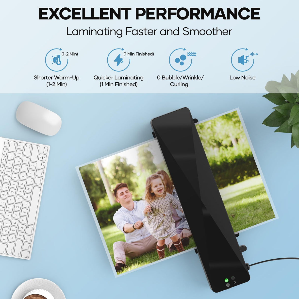 Crenova Laminator Machine with 10 Laminating Sheets, A4 Laminating Machine Hot & Cold with Fast Warm Technology, Thermal Laminator 9 Inch for Home Office School Business Black Crenova