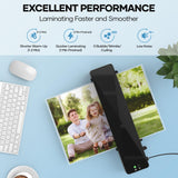 Crenova Laminator Machine with 10 Laminating Sheets, A4 Laminating Machine Hot & Cold with Fast Warm Technology, Thermal Laminator 9 Inch for Home Office School Business Black Crenova