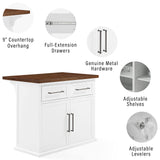 Crosley Furniture Bartlett Kitchen Island with Wood Top, White/Walnut Crosley Furniture