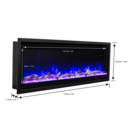 Kennedy II Commercial Grade Smart Electric Fireplace, 60IN