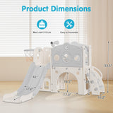 Babytronic Toddler Slide, 8 in 1 Kids Slide with Basketball Hoop, Telescope and Climber, Baby Slide Toddler Playground, Indoor Outdoor Playset for Toddlers Age 1-3, Kids Indoor Playground (White&Gray) Babytronic