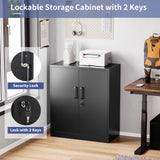 LISSIMO Metal Storage Cabinet,Locker Storage Cabinet with Doors and Adjustable Shelves,Steel Cabinet for Garage,Home,Office and School Assembly Required(Black) LISSIMO