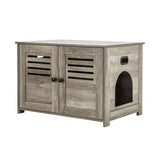 DINZI LVJ Litter Box Enclosure, Cat Litter House with Louvered Doors, Entrance Can Be on Left or Right Side, Spacious Hidden Washroom for Most of Box, Furniture Cabinet, Gray Wash DINZI LVJ