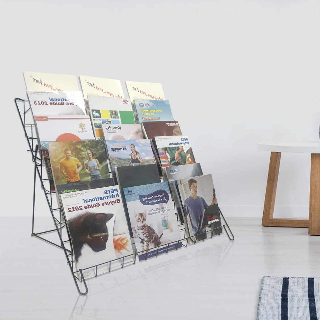 NEESEEYEE 6 Tier Wire Magazine Rack - Comic Book Rack Wide Wire Tabletop Display Rack for Exhibitions Office Table Top Book Brochure Literature Comic Greeting Card Shelf Holder Stand NEESEEYEE