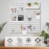 SHGJ&SOFT PegBoard Combination Kit, Pegboards and Accessories Modular Hanging, Wall Organizer Pegboard for Home and Office,24″×24″, Wall Mount Display Pegboard Panel Kits (White, 4 Pieces) SHGJ&SOFT