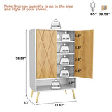 HOMEFORT Shoe Cabinet,15 Pairs Shoe Rack Organizer Cabinet, Shoe Storage Cabinet for Narrow Entryway Closet,6-Tier Modern Shoe Organizer with Double Doors and Adjustable Shelf (White Oak) HOMEFORT