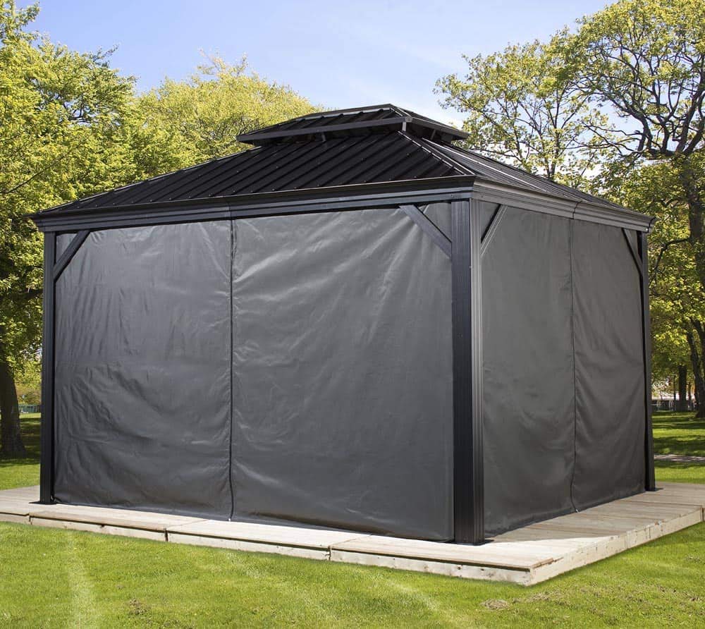 Sojag 135-9163810 10' x 12' Curtains for Monaco/Messina/Mykonos Outdoor Gazebo Models, Grey Sojag