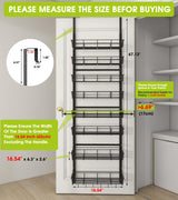 Mefirt Over The Door Pantry Organizer, Wall Mount Spice Rack, Pantry Hanging Storage and Organization, 8 Adjustable Baskets Heavy-Duty Metal for Home & Kitchen, Back of Door Seasoning Rack - Black Mefirt