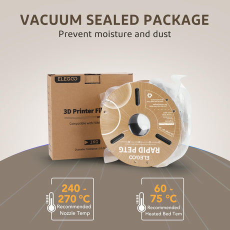 ELEGOO Rapid PETG Filament 1.75mm Black 1KG, High Speed 30-600mm/s 3D Printer Filament Dimensional Accuracy +/- 0.02 mm, 1kg Cardboard Spool(2.2lbs) Fits for Most FDM 3D Printers ELEGOO