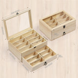 AUTOARK Pine Wood 16 Piece Eyeglasses Storage and Sunglass Glasses Display Drawer Lockable Case Organizer,DIY Colors,AW-187 AUTOARK