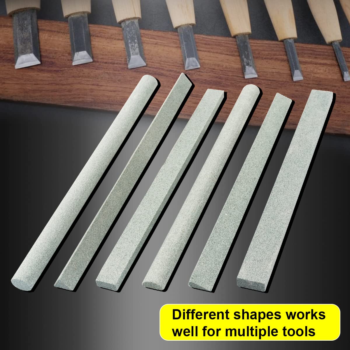 CBRIGHT Sharpening Stone Set,6 pcs 180# Wood Carving Sharpener Whetstone Set for for Wood Carving Knives/Chisels&Most Bladed Cutting Tools,Variety of Shapes (Length:appr.5.90inch) CBRIGHT