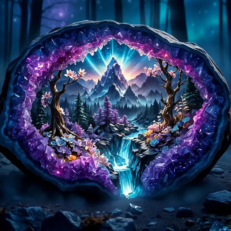 Crystal World Landscape Diamond Art Kits for Adults, 5D Diamond Painting Kits for Adults Beginners, DIY Full Round Drill Diamond Dot Painting Gem Art Kits for Adult, Home Wall Decor 13.8x13.8 Inch VCLKDIY