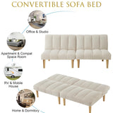 Modern Corduroy Convertible Folding Futon Couch Sofa Bed,with Adjustable Backrest Memory Foam Couch Double Loveseat Sofa for Compact Living Space,Dorm,Game Studio,Apartment,Bedroom (White) Gustonhon