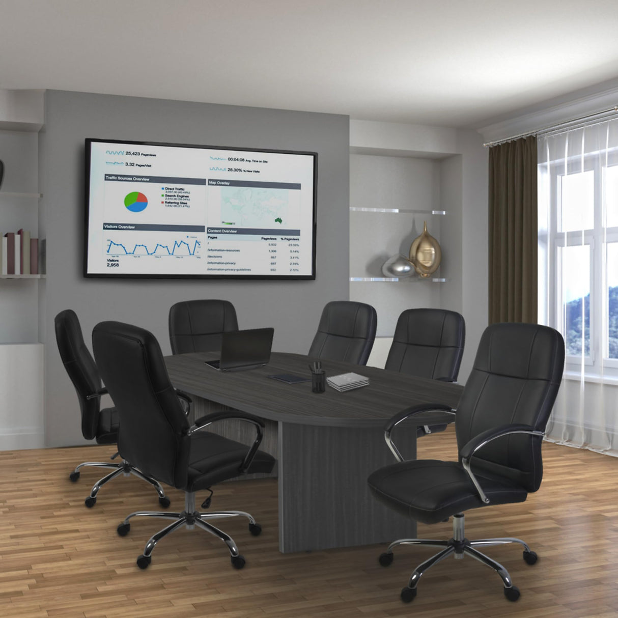 Regency Legacy Racetrack Conference Table with Tabletop Power & Data Port, 120", Ash Grey Regency