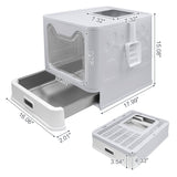 Modign Stainless Steel Litter Box with Lid,Large Foldable Litter Box with Lid,Covered Top Entry Litter Boxs,Enclosed Cat Litter Boxs with Litter Scoop for Big and Small Cats(Gray) Modign