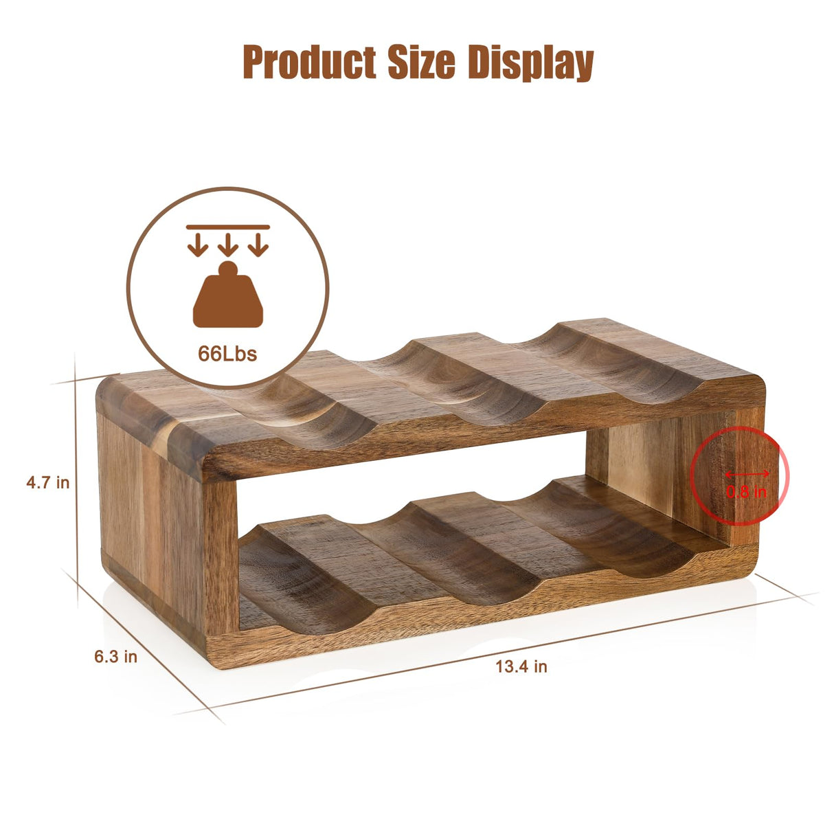 Jotboom Acacia Wine Racks Countertop,Wooden 6 Bottle Wine Rack,Wine Bottle Holder for Inside Cabinet,Small Tabletop Wine Holder Stand for Home Décor,Bar,Party Jotboom