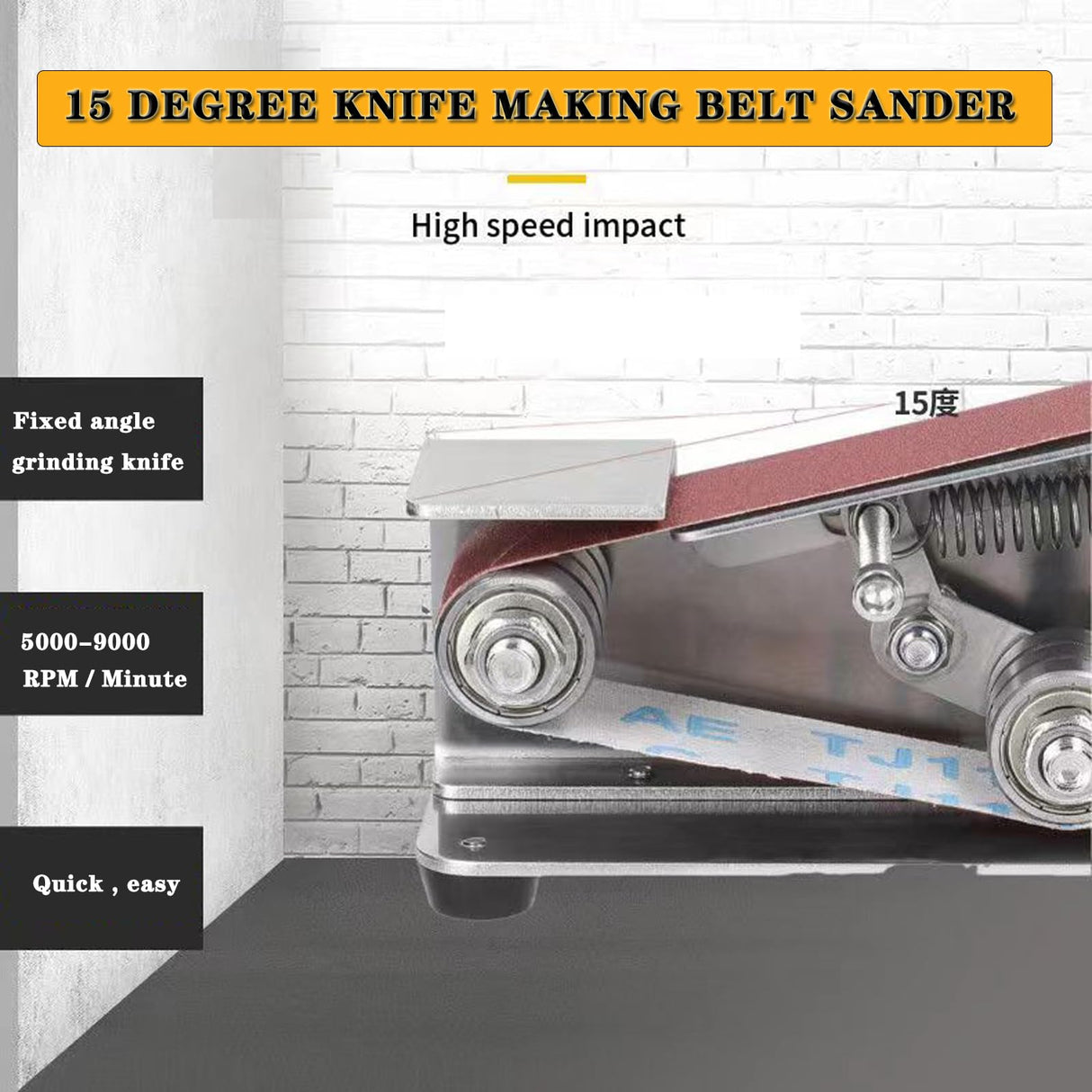 MIZHAO Electric Knife Sharpener Multifunctional - 7 Adjustable Speed Knife Making Belt Grinder Knife Sharpening System - For Hunting, Serrated & Kitchen Knives, Wood, Plastic, Crafts, Silver MIZHAO