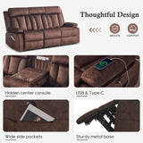 RIHEREFY Velvet Reclining Couch Set, Loveseat Recliner Sofa with Console, Cup Holder, USB & Type C, Massage & Heat, Modern Living Room Furniture, Brown, 82" W x 35.9" D x 42.5" H RIHEREFY