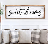 UPPER DECOR Sweet Dreams Wall Decor Above Bed 42''×15'' Large Bedroom Wall Sign Farmhouse Bedroom Sign Wood Framed Guest Room Decor Master Bedroom Wall Decoration UPPER DECOR