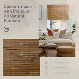 MOOD Custom Bamboo Shades | Natural | Cordless Bamboo Roman Shades for Windows and Doors (Natural Woven) | Natural Cedar (Great Privacy) | Custom Size Mood