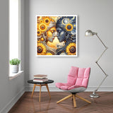 Diamond Art Kits for Adults - Sunflower Sun Moon Diamond Painting Kits DIY 5D Full Drill Diamond Dots Paintings with Diamonds Gem Art and Crafts for Home Decor 12x12 Inch Fuinkqe