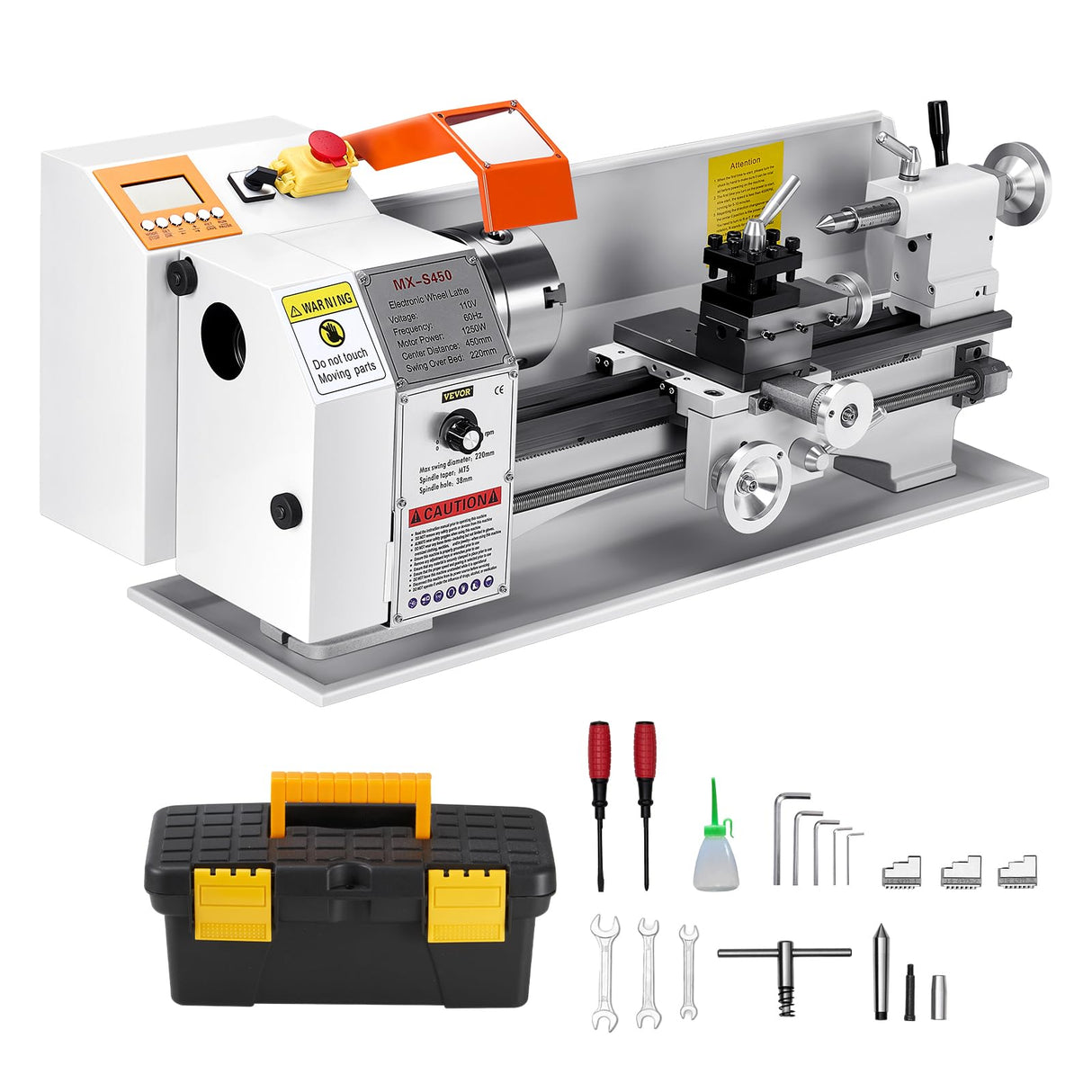 VEVOR Metal Lathe Machine, 8.7 x 18 in, Precision Bench Power Metal Lathe, Automatic Feed, 0-2500 RPM Variable Speed, 1250W Brushless Motor, for Processing Precision Parts Soft Metals Wood Plastics VEVOR