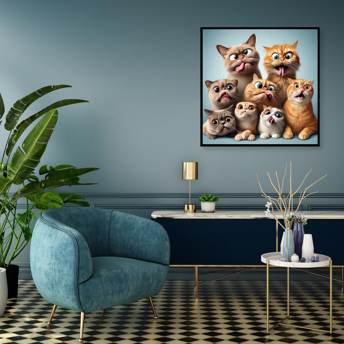 MOMDEDP Cat Diamond Painting Kits for Adults, Cat Diamond Art Kits for Beginners, 5D DIY Animal Diamond Dot Art, Full Drill Gem Craft for Home Decor 12x12 inch MOMDEDP