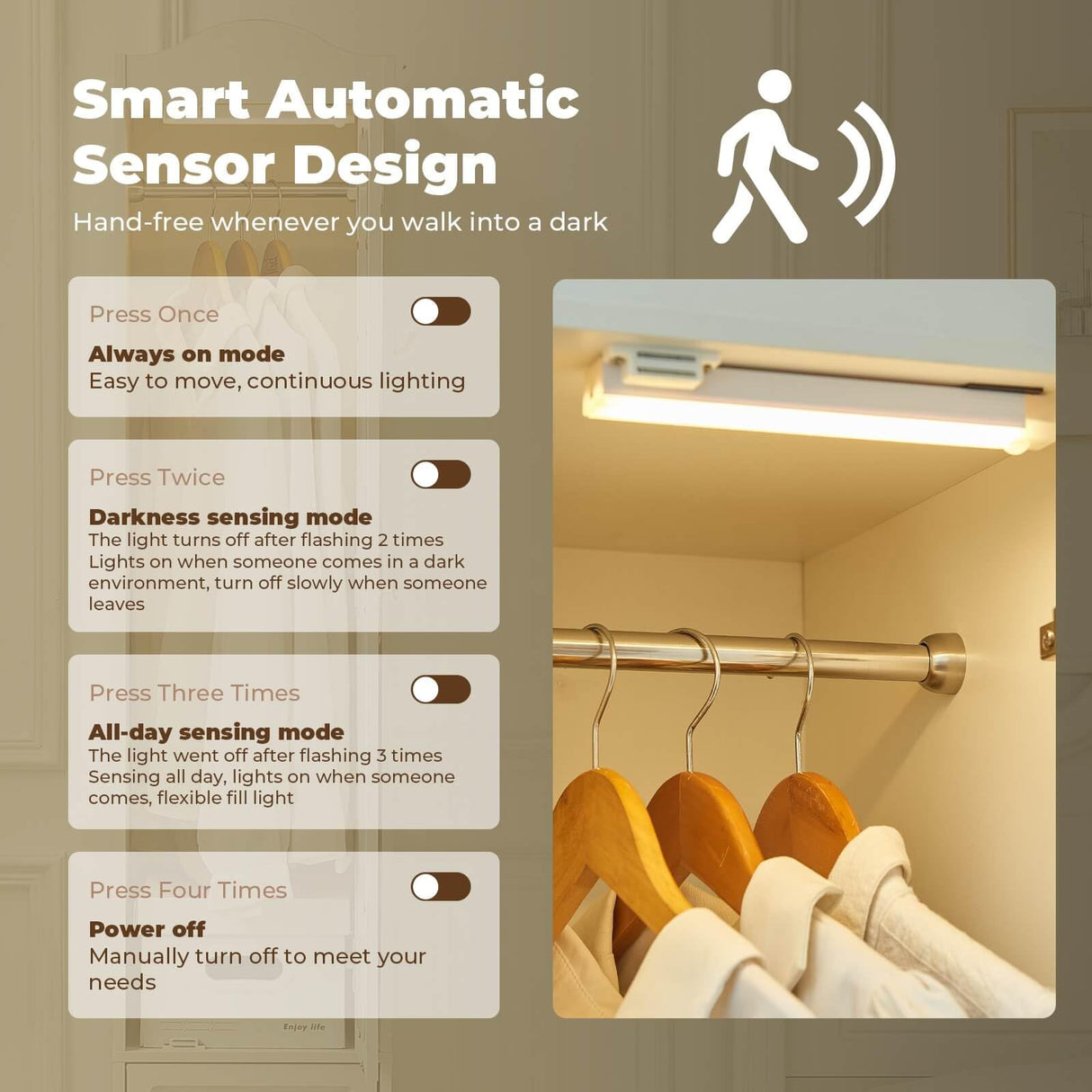 JanflyHome Armoire Wardrobe Closet, White Bedroom Armoires Cabinet with Mirror Door and 3 Drawers, 69.5" H Clothing Storage Cabinet with Hanging Rod & Sensor Light for Bedroom-Right JanflyHome