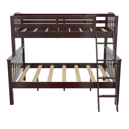 DHP Airlie Espresso Twin-Over-Full Convertible Bunk Bed with Ladder and Guardrails - WoodArtSupply