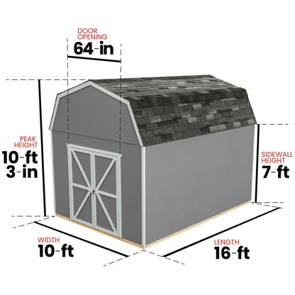 Handy Home Products Braymore 10x16 Do-It-Yourself Wooden Storage Shed with Floor - WoodArtSupply