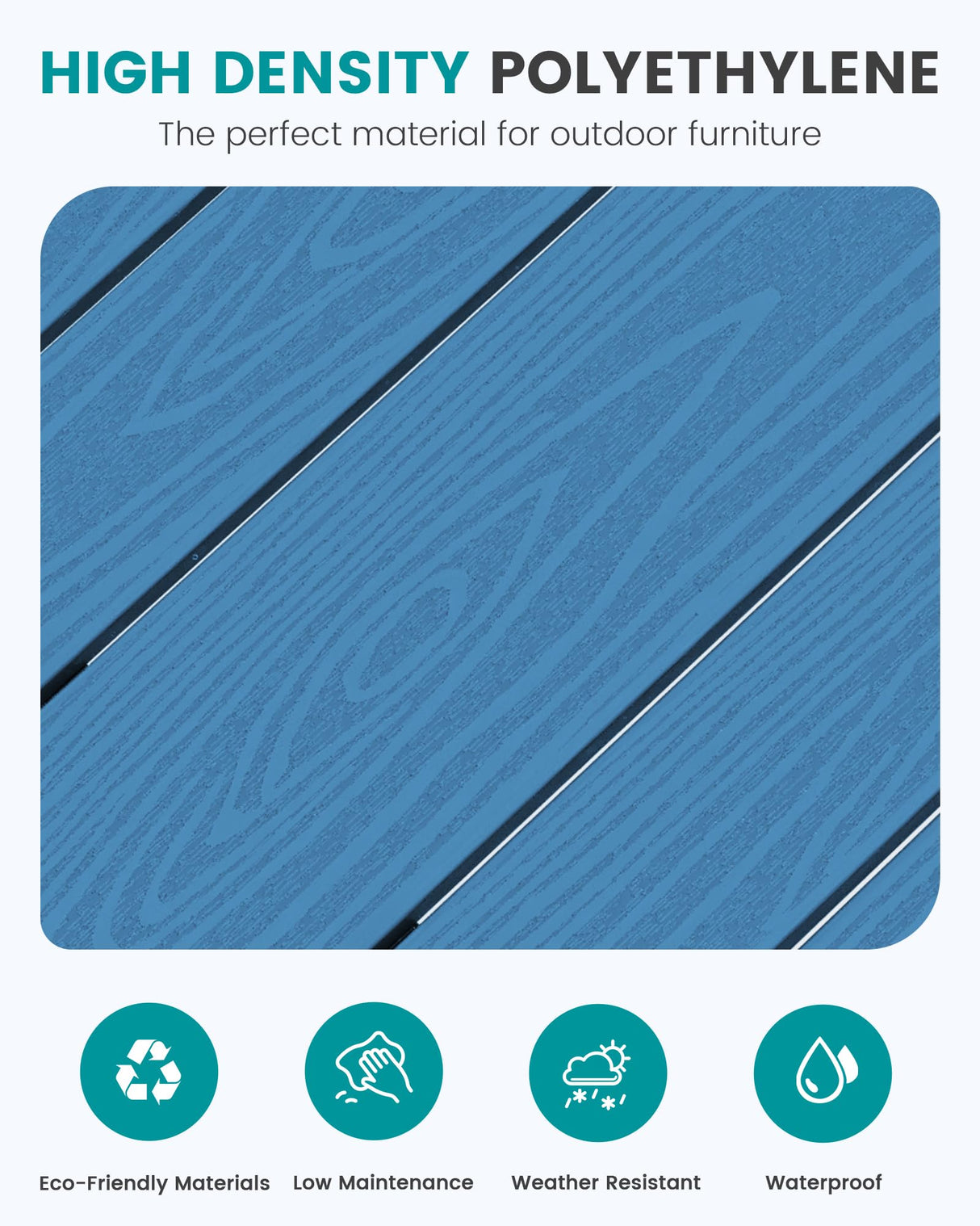 SERWALL Outdoor Bar Table and Chairs Set, Adirondack Bar Chairs Set of 2 and Bar Height Table, All Weather HDPE Outdoor Patio Bar Set, Outdoor Furniture for Outside, Poolside, Backyard, Garden, Blue SERWALL