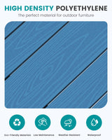 SERWALL Outdoor Bar Table and Chairs Set, Adirondack Bar Chairs Set of 2 and Bar Height Table, All Weather HDPE Outdoor Patio Bar Set, Outdoor Furniture for Outside, Poolside, Backyard, Garden, Blue SERWALL