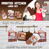 Lobyn Value Packs: 5-Piece Café Latte Kitchen Towel Set – Quilted Oven Mitt & 2 Potholders, Perfect for Coffee Lovers Lobyn Value Packs