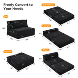 VINGLI Futon Sofa Bed Black Sleeper Sofa Chair Bed Floor Sofa Twin Small Couch Folding Mattress Couches for Living Room Floor Chair Freestanding RV Futon Couch for Indoor and Outdoor VINGLI
