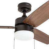 Prominence Home Reston, 42 Inch Modern Farmhouse LED Ceiling Fan with Light, Pull Chain, Dual Mounting Options, Dual Finish Blades, Reversible Motor - 51015-01 (Bronze) Prominence Home