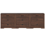 WAMPAT Farmhouse 9 Drawers Dresser for Bedroom,94 inch 3 in 1 Dresser with Small Chest of Drawers,Mid Century Modern Wooden Closet Storage Organizer for Living Room, Hallway, Rustic Brown WAMPAT