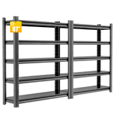 2 Sets Garage Shelving Unit 24"D x 48"W x 87"H Heavy Duty Storage Shelves Easy Assembly 5 Tier Adjustable Metal Shelving Utility Shelf Rack Garage Storage Organizer for Garage, Basement, Warehouse Hzdbhd