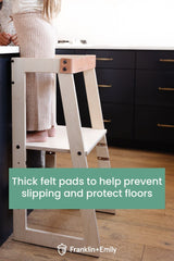 Franklin + Emily Wooden Toddler Tower and Step Stool (Toddler Step Stool with Leather Strap, Kitchen Tower, Safety Stool, Kid Step Stool, Activity Tower, Kid Tower) Franklin + Emily