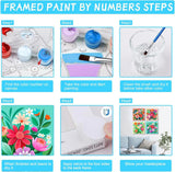 4 Pack Flowers Paint by Numbers Kit for Adults Beginners Framed - DIY Flowers Adults Paint by Numbers Kits on Canvas with Frame, Small Easy Acrylic Oil Painting Perfect for Home Decor 8 X 8 Inch Amzdiyfun
