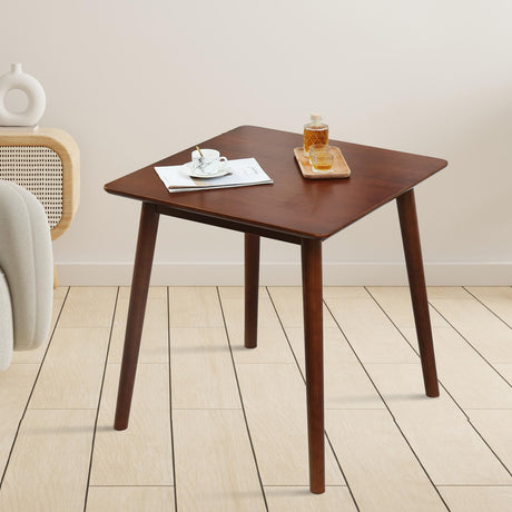 OGMILL 27.6" Small Dining Table Square for 2, Kitchen Dinner Table Rustic Space-Saving Dining Table Mid Century Modern Table with Solid Wood Leg for Small Spaces (Walnut) OGMILL