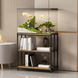 WOULHOMY Fish Tank Stand for 20 Gallon Aquarium, Metal Aquarium Stand with 3-Tier Shelves, Breeder Reptile Tank Stand for Home Office 26.96” x 15.74” x 33.26” (Black) WOULHOMY