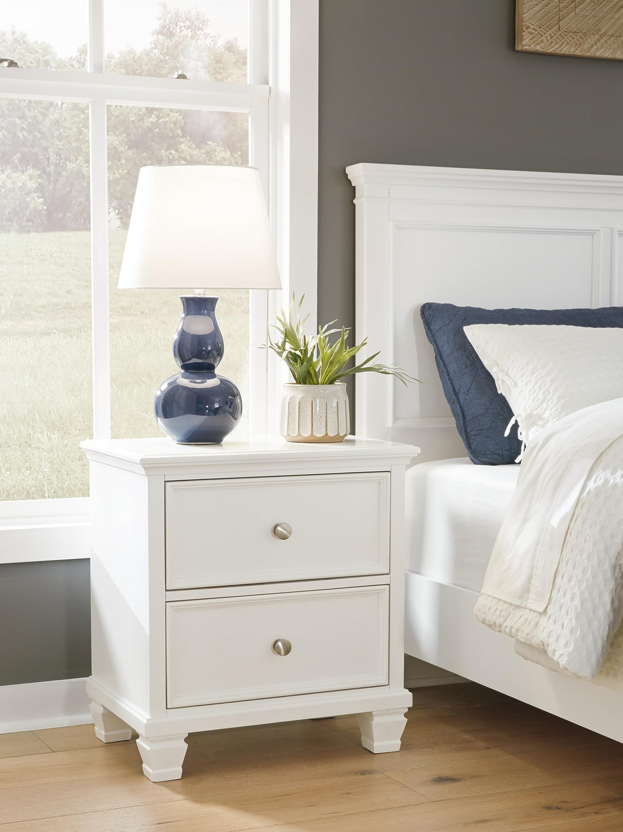 Signature Design by Ashley Fortman Traditional 2 Drawer Night Stand, White Signature Design by Ashley