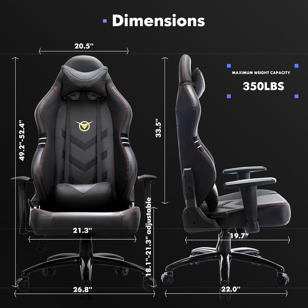 Big and Tall Gaming Chair 350lbs-Racing Style Computer Gamer Chair,Ergonomic Desk Office PC Chair with Wide Seat, Reclining Back, Adjustable Armrest for Adult Teens-Black/Grey COLAMY